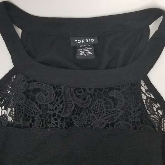 Black Lace Soft Knit Cold Shoulder Torrid Size 0 - Picture 3 of 5